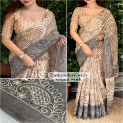 NC Cotton Embroidered Sequin Work Saree